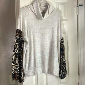 Sweater with Leopard Sleeves